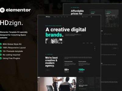 HDzign - Dark Digital Agency Elementor Template Kit