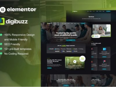 DigiBuzz - Dark Digital Agency Elementor Template Kit