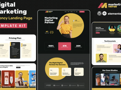 Marketiverse – Digital Marketing Services Landing Page Elementor Template Kit