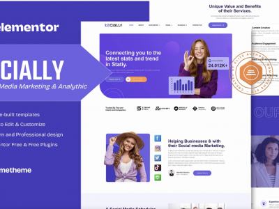 Zocially - Social Media Marketing & Analythic Elementor Template Kit