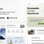 Energreen - Renewable Energy & Solar Panel Elementor Template Kit
